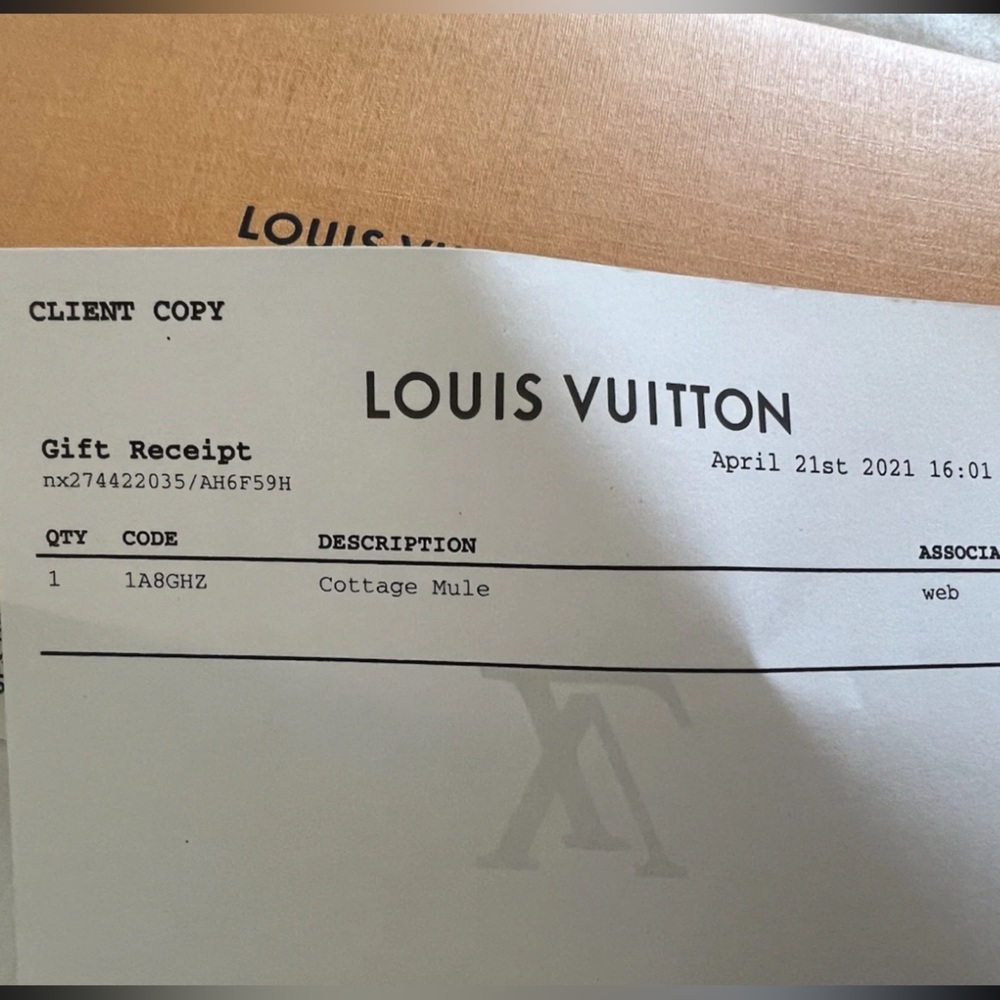 LOUIS VUITTON Brown Leather LV Monogram Cottage Mule Wood Clog Sandals 6.5 - Picture 17 of 17